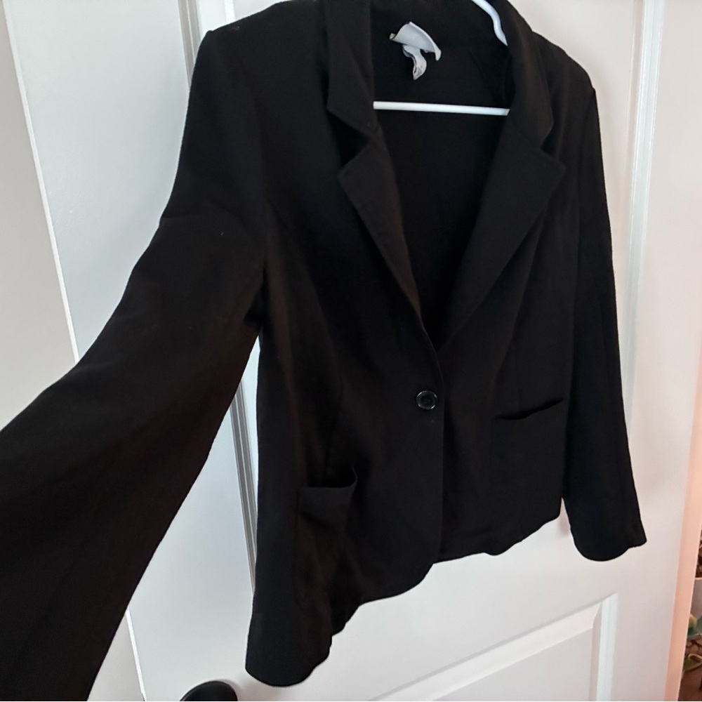 Women's Black Soft Single-Button Blazer Jacket